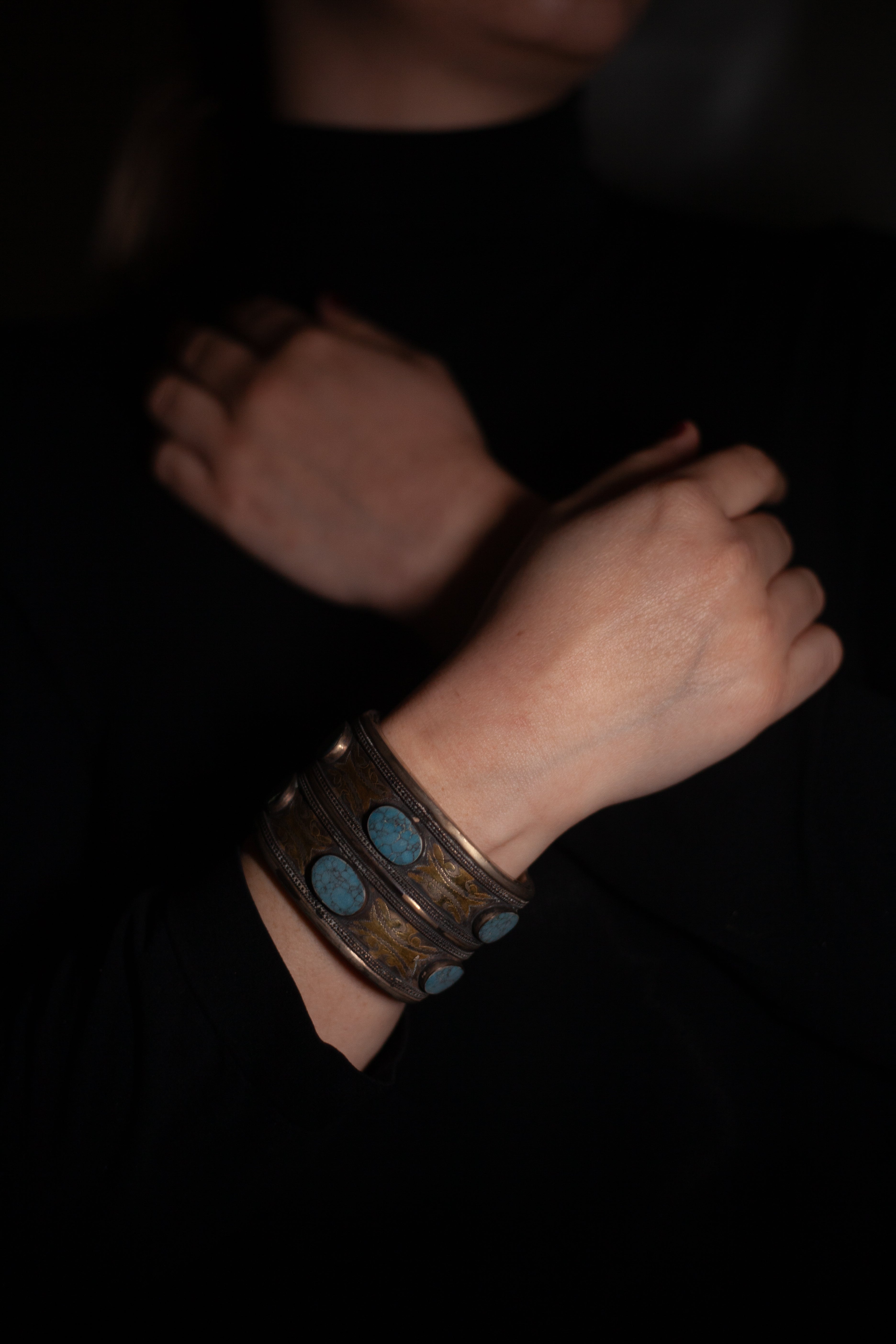Bracciale berbero in argento e pietre turchesi