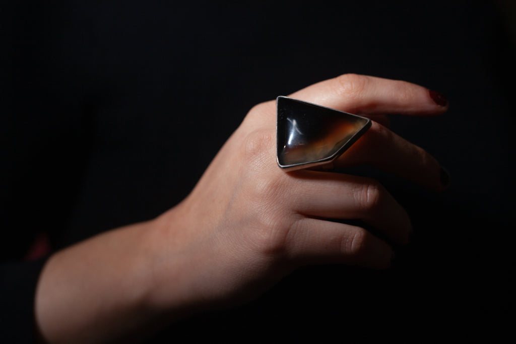 Anello in argento con pietra in Agata rutilata