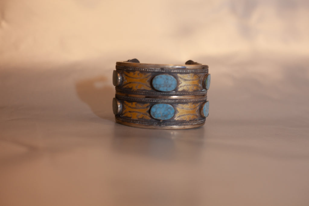Bracciale berbero in argento e pietre turchesi